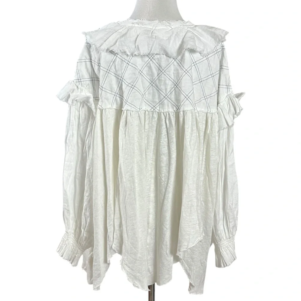 Free People Edwardian Romantic Ethereal Ally  Tunic in Optic White Medium NEW
